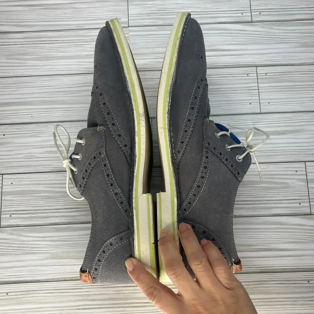 Ted Baker Men's Wingtip Gray Suede Leather Lace-up Oxford Dress Shoes Size‎ 11.5